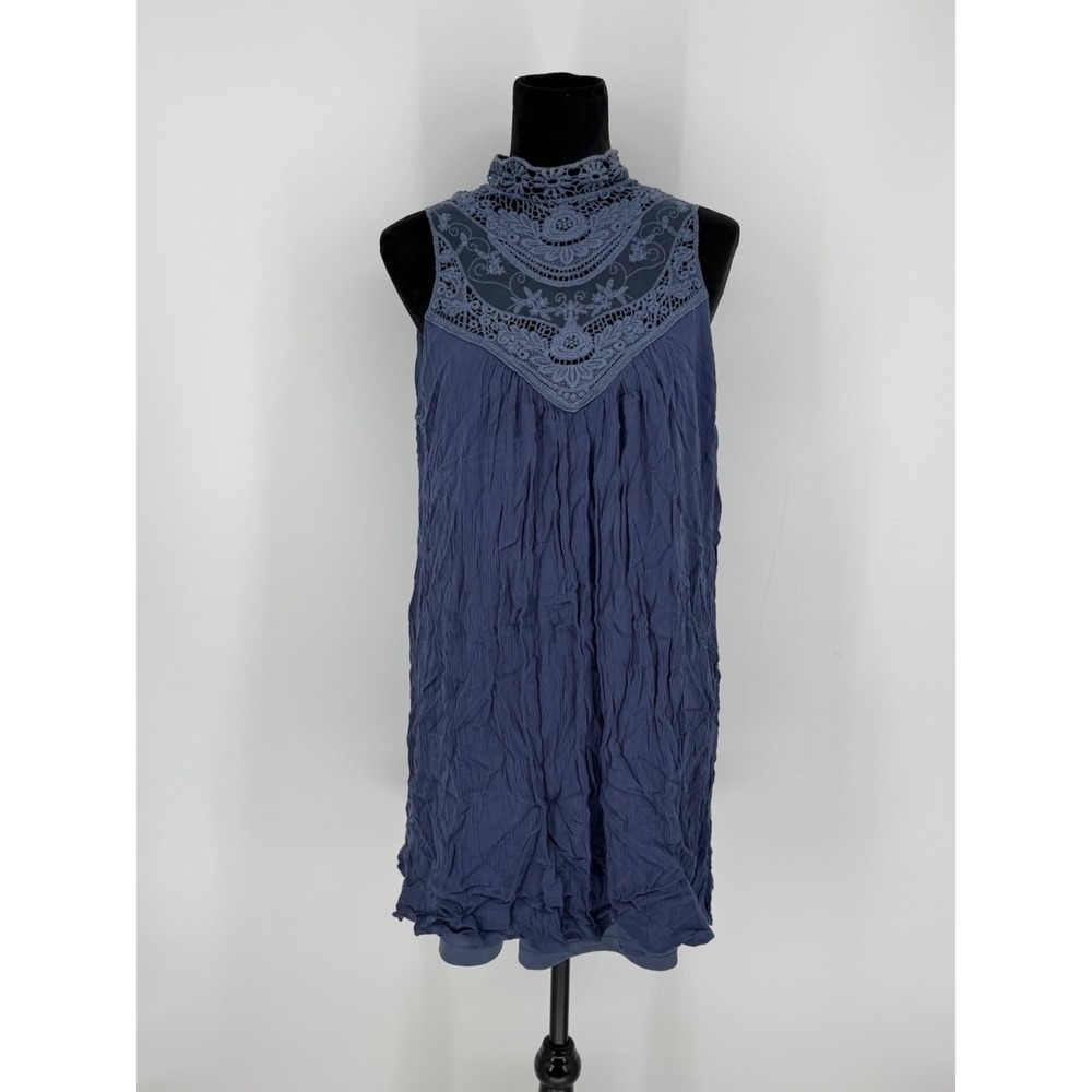 Stella Tweed Women'sShort Dress Blue Size Large Lace Sleeveless Lined Summer L9
